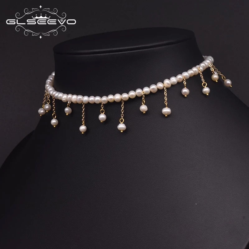 Fashion Statement Freshwater Pearl Choker Women Beads Tassel Pendant Necklace Bib Collar Jewelry