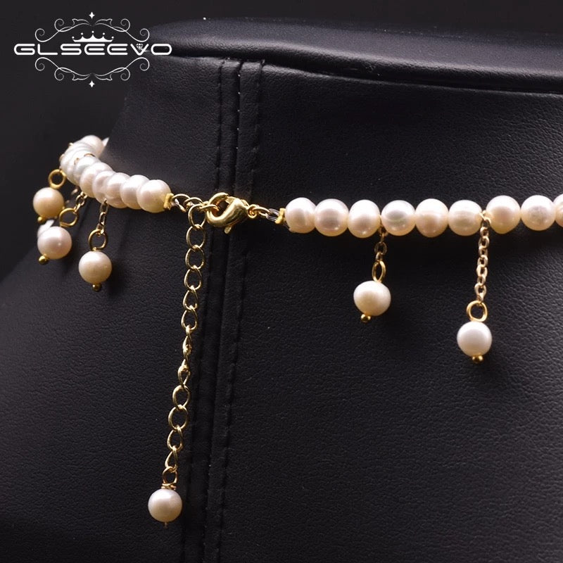 Fashion Statement Freshwater Pearl Choker Women Beads Tassel Pendant Necklace Bib Collar Jewelry