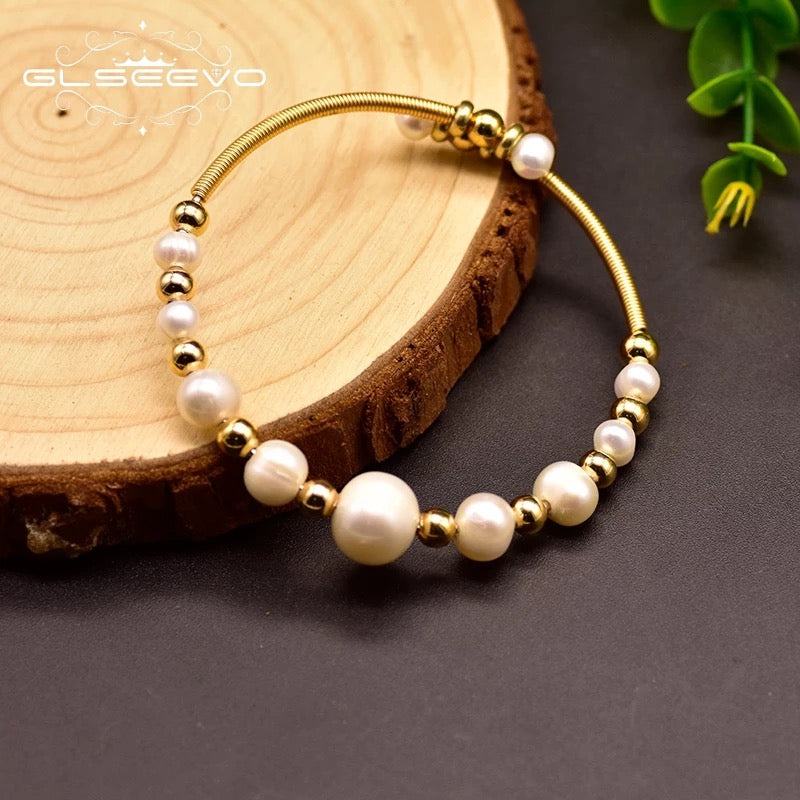 Handmade Original Design Natural Fresh Water Pearl Cuff Bracelet For Women