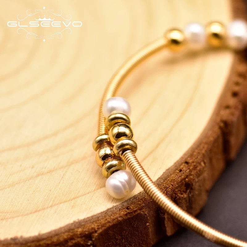 Handmade Original Design Natural Fresh Water Pearl Cuff Bracelet For Women