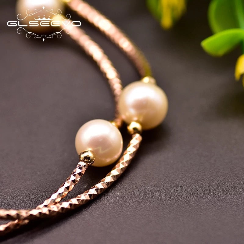Trendy Design Natural Fresh Water Pearl Double Layered Bracelet For Women