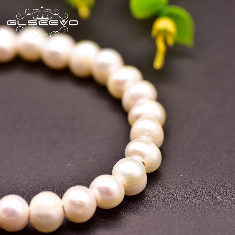 Elegant Natural Fresh Water White Pearl Leather Bracelet For Women