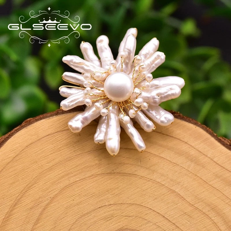 Creative fresh Water Irregular Pearl Safety Pin Brooch For Women